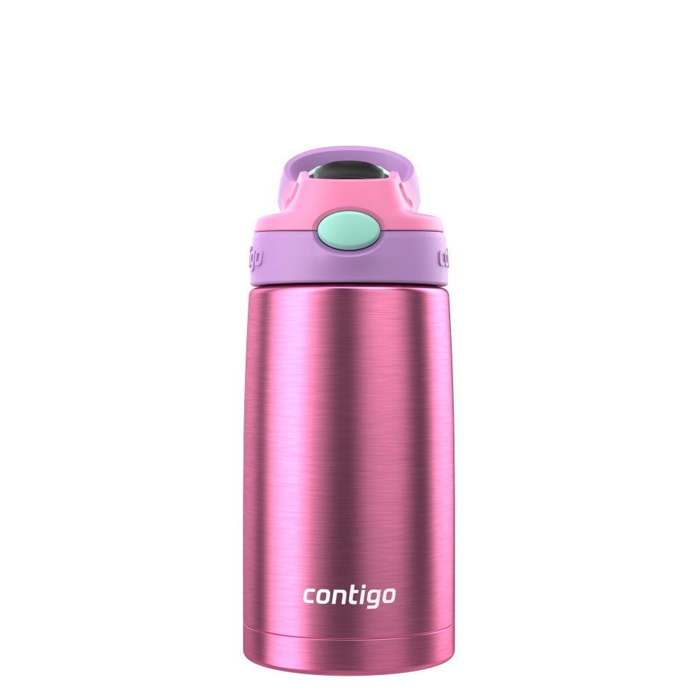 Contigo Kid's 13 oz. AutoSpout Straw Water Bottle - Stainless Steel/Azalea/Pansy - LDI8