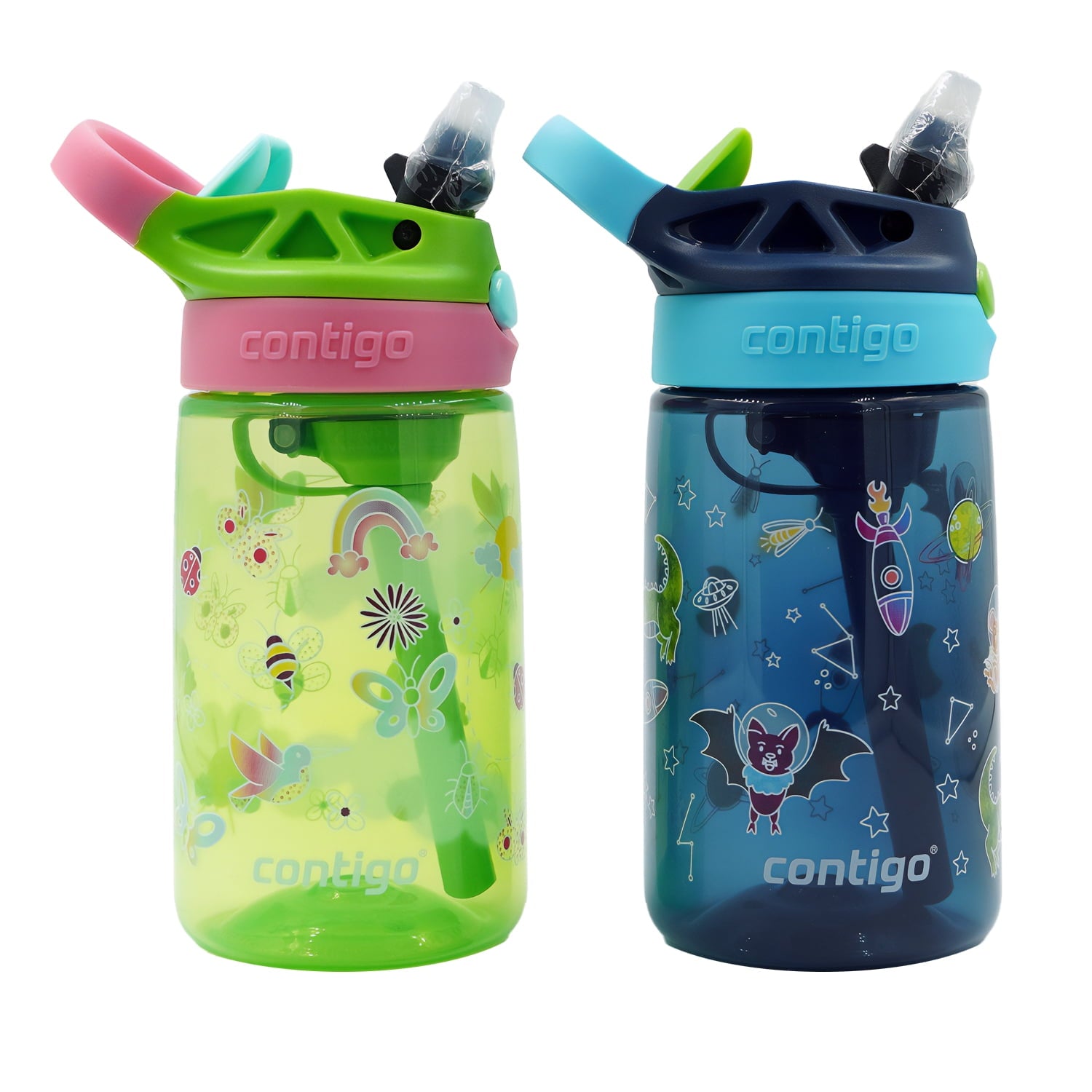 Contigo Kid's 14 oz. Aubrey Water Bottle 2-Pack - Bunnies/Frog - XYS2