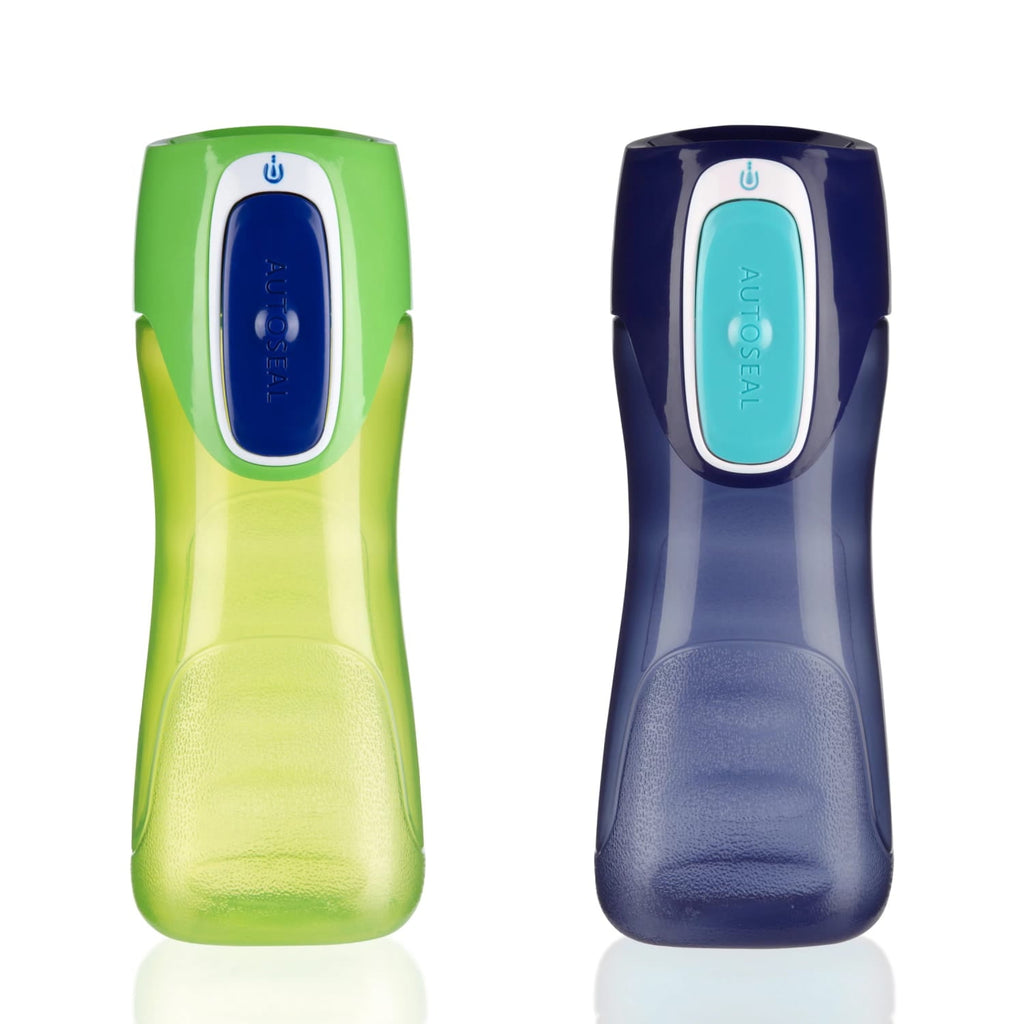 Contigo Kids Trekker Water Bottle with AUTOSEAL Lid Navy Blue and Granny Smith Green, 14 fl oz., 2-pack - MXXJ