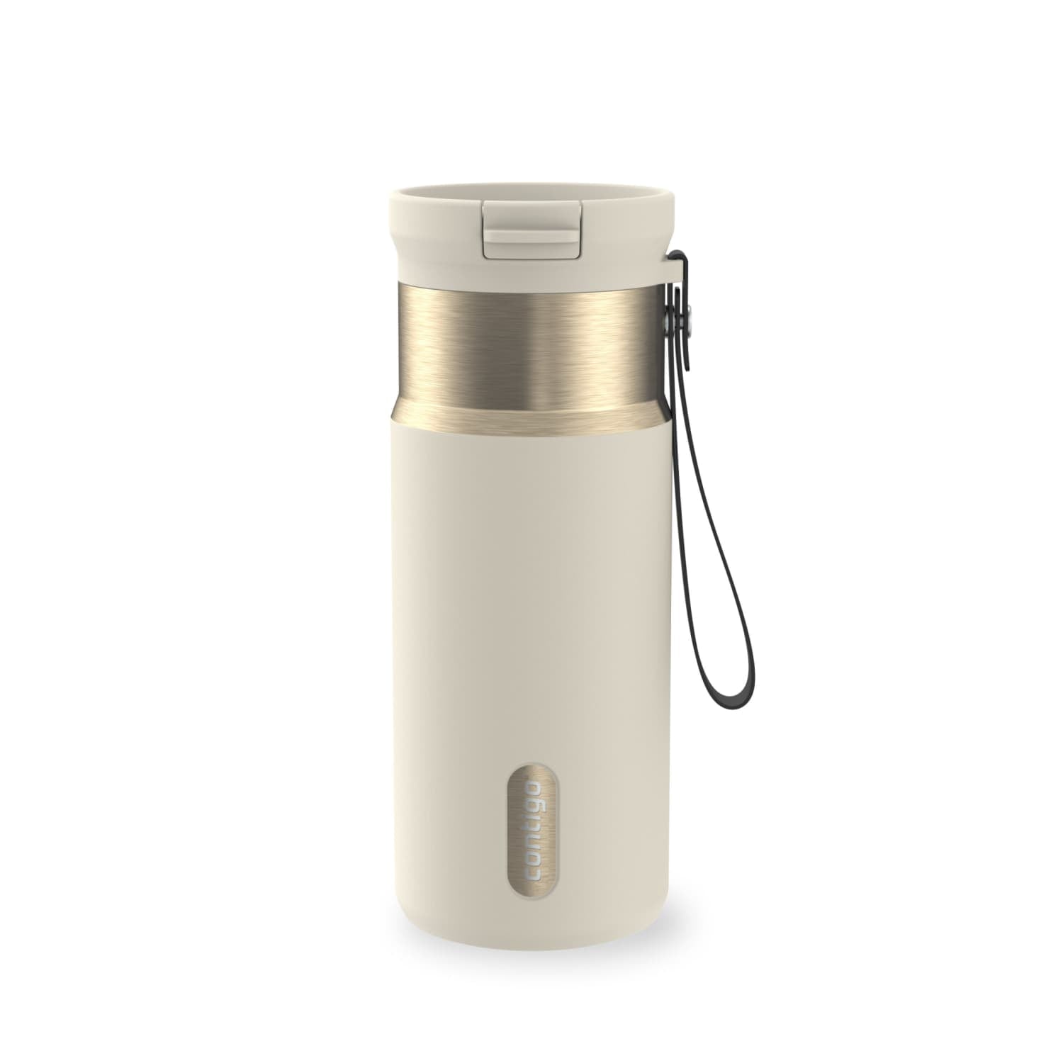 Contigo SnapSeal Leakproof Stainless Steel Reusable Water Bottle with Carrying Strap, Black/Bronze, 16 oz - 8WP9