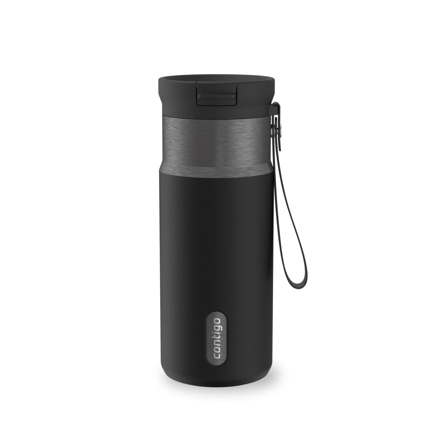 Contigo SnapSeal Leakproof Stainless Steel Reusable Water Bottle with Carrying Strap, Black/Bronze, 16 oz - 8WP9