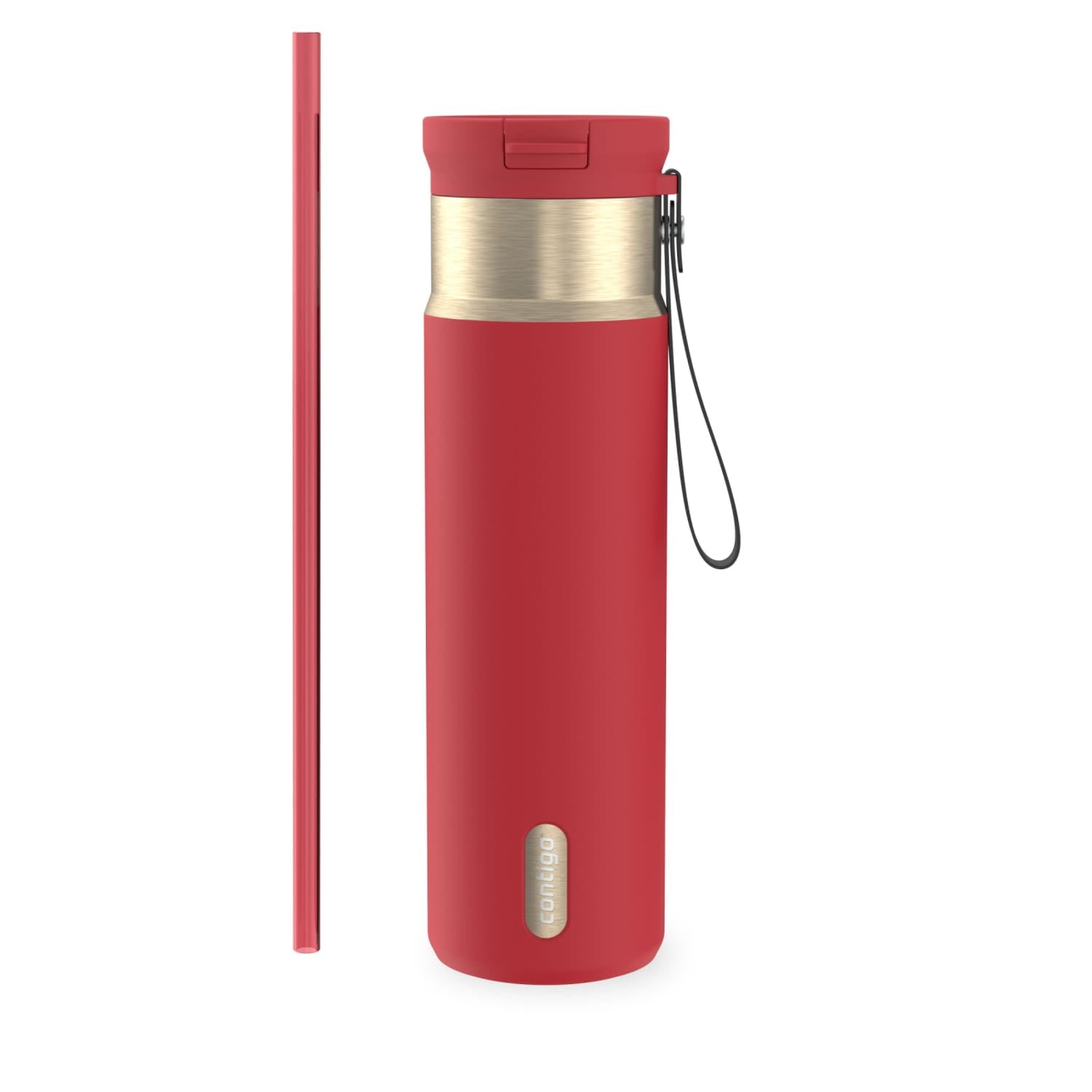 Contigo SnapSeal Leakproof Stainless Steel Reusable Water Bottle with Carrying Strap, Dark Blue/Bronze, 24 oz - B9LM
