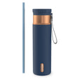 Contigo SnapSeal Leakproof Stainless Steel Reusable Water Bottle with Carrying Strap, Dark Blue/Bronze, 24 oz - B9LM