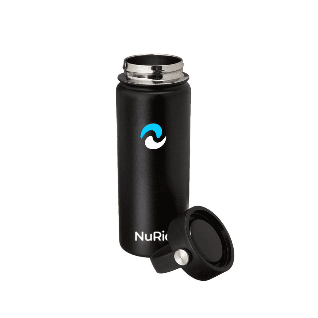 NuRich Sports Water Bottle - 18 Oz, Vacuum Insulated Stainless Steel, Modern Double Walled, Simple Thermo Modern Mug, Hydro Metal Canteen Flask Wide Mouth with Sweat Proof Design for Cold &amp; Hot Temp - NGPC