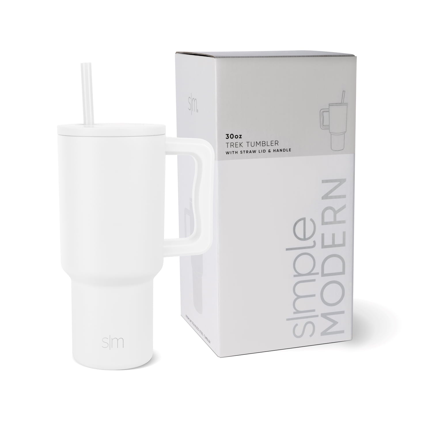 Simple Modern 30 fl oz Insulated Stainless Steel Trek Tumbler with Straw Lid | Cream Leopard - UWF6