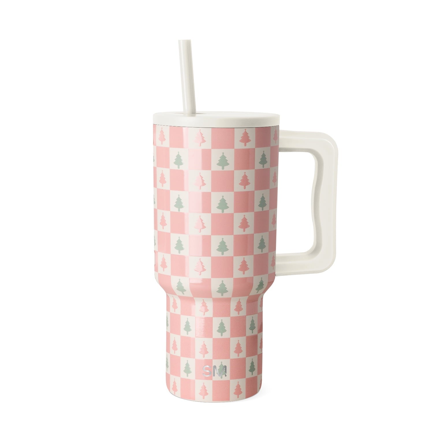 Simple Modern 30 fl oz Insulated Stainless Steel Trek Tumbler with Straw Lid | Seaglass Sage and Cream Checkmate - ON24
