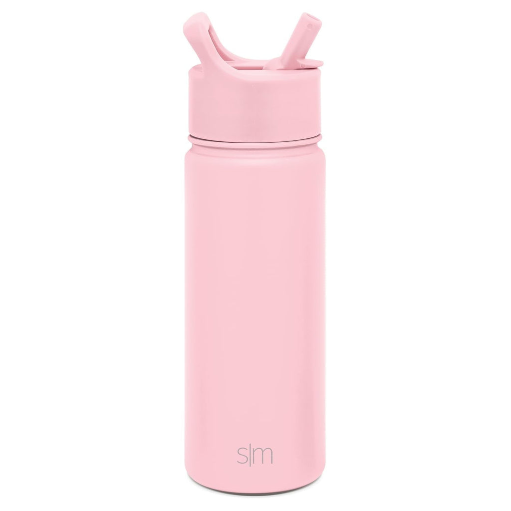 Simple Modern Kids Water Bottle with Straw Lid Vacuum Insulated Stainless Steel Metal Thermos Bottles | Reusable Leak Proof BPA-Free Flask for School | Summit Collection | 18oz, Blush -Blush - TBVJ