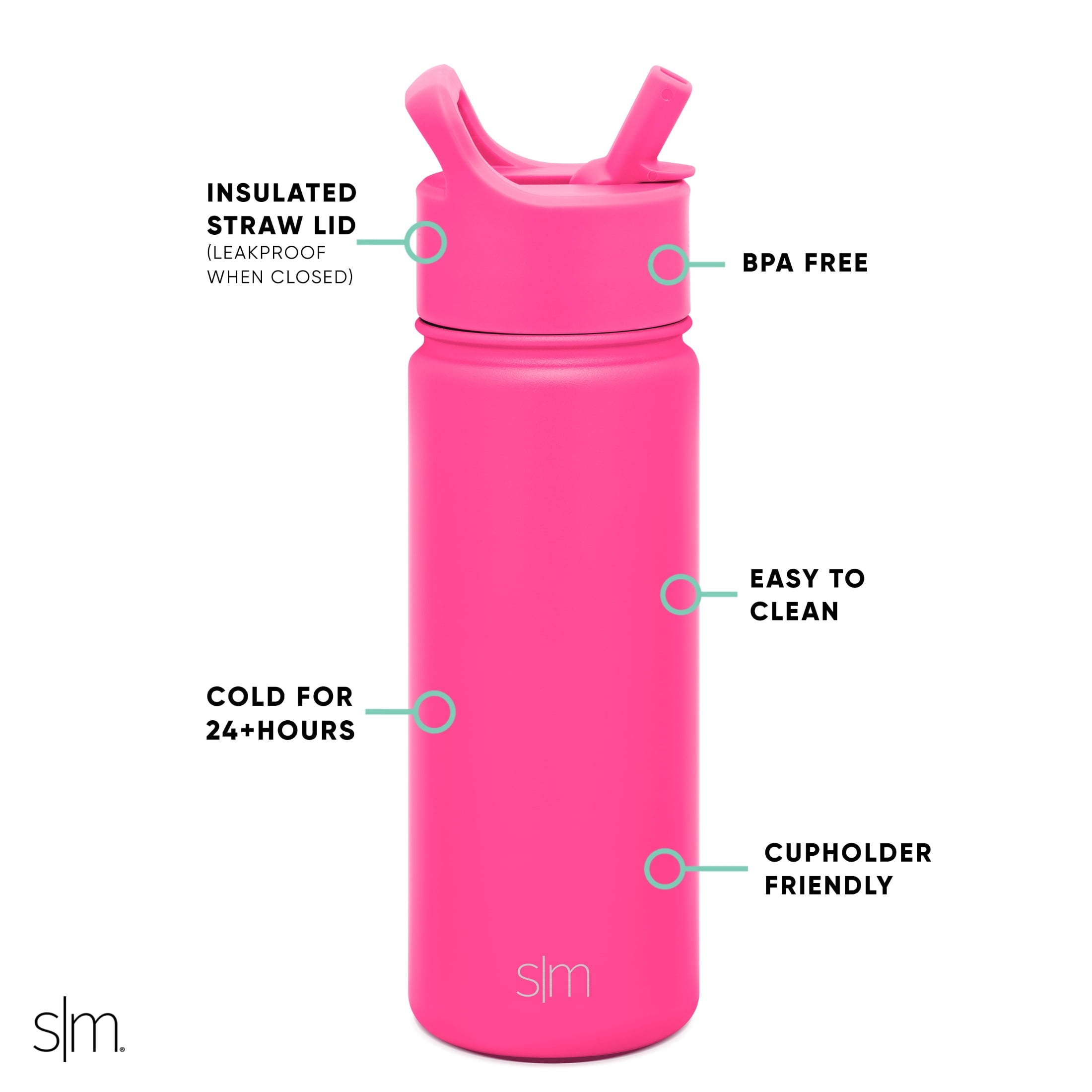 Simple Modern Summit Water Bottle Straw Lid Vacuum Insulated Stainless Steel Bottle | 18 fl oz - ZCCH