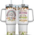 Tumbler 40 Oz With Handle Lid And Straw, Nurse Gifts, Black Camo White Engraved Print Travel Nurses Tumblers Handle Funny Cups Nursing For, Great Nurse Rainbow Daisy Flower - 6ZUO