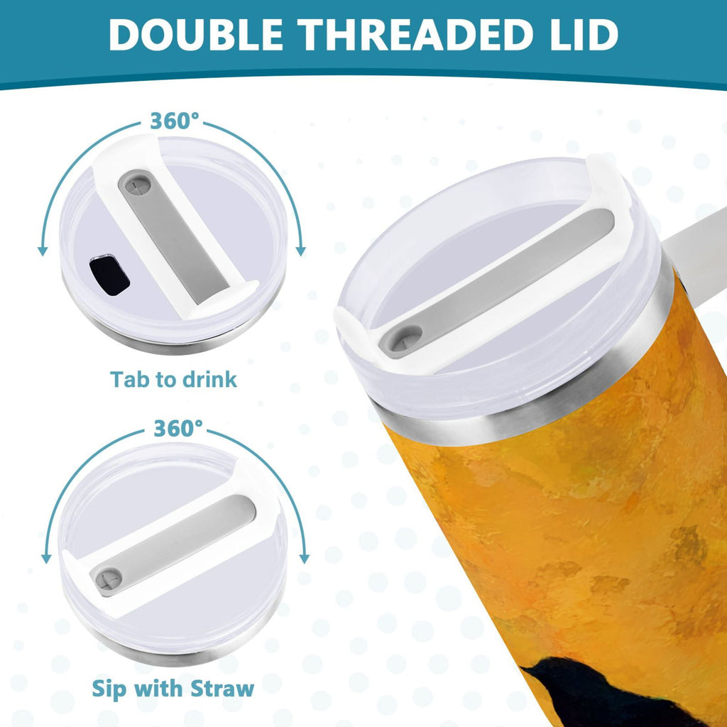 30 oz Insulated Stainless Steel Tumbler Double Wall Stainless Steel Tumbler with 2-Way Drinking Birds on A Wire - 2M8J