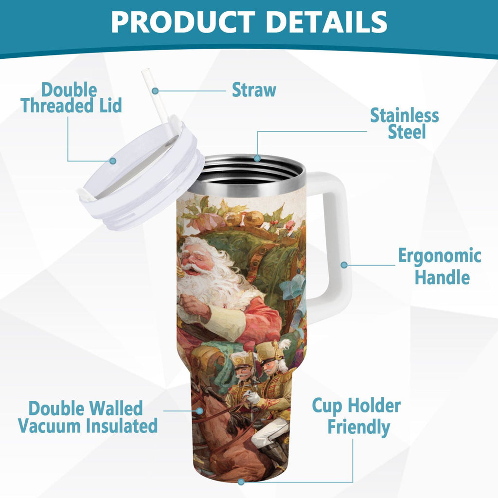 30 oz Insulated Stainless Steel Tumbler Double Wall Stainless Steel Tumbler with 2-Way Drinking Santa Claus Sitting in Chair - G4W6