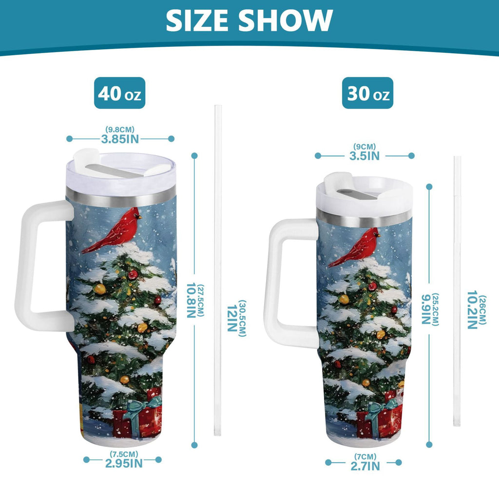 30 oz Insulated Stainless Steel Tumbler Double Wall Stainless Steel Tumbler with 2-Way Drinking Christmas Scene with Snowman - NBC0