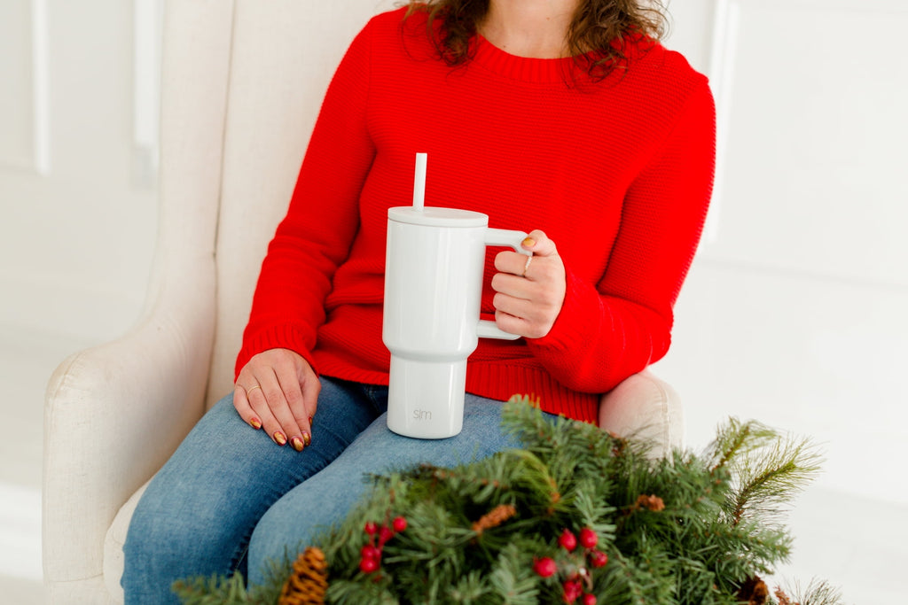 Simple Modern 30 fl oz Insulated Stainless Steel Trek Tumbler with Straw Lid | Seaglass Sage and Cream Checkmate - ON24