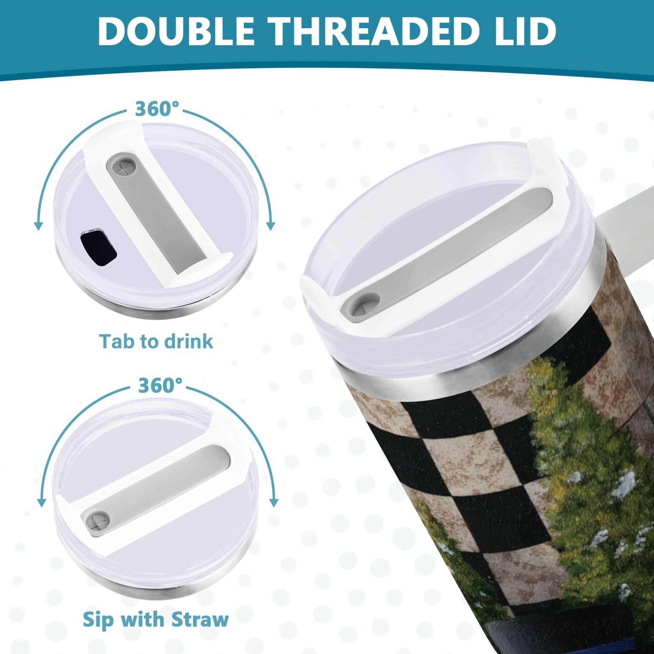 30 oz Insulated Stainless Steel Tumbler Double Wall Stainless Steel Tumbler with 2-Way Drinking Two Snowmen Pattern - YDD1