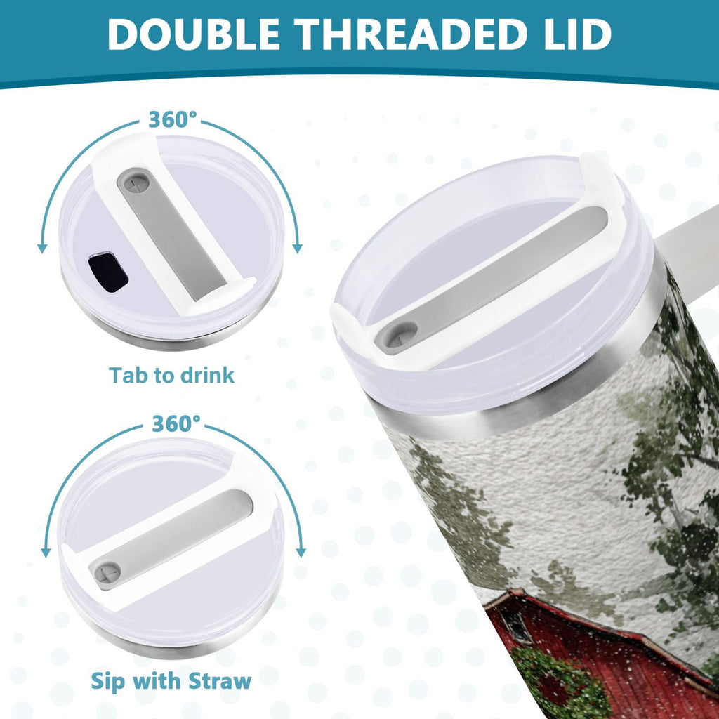 30 oz Insulated Stainless Steel Tumbler Double Wall Stainless Steel Tumbler with 2-Way Drinking Old Red Barn - MLFJ
