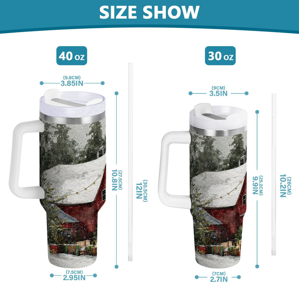 30 oz Insulated Stainless Steel Tumbler Double Wall Stainless Steel Tumbler with 2-Way Drinking Old Red Barn - MLFJ