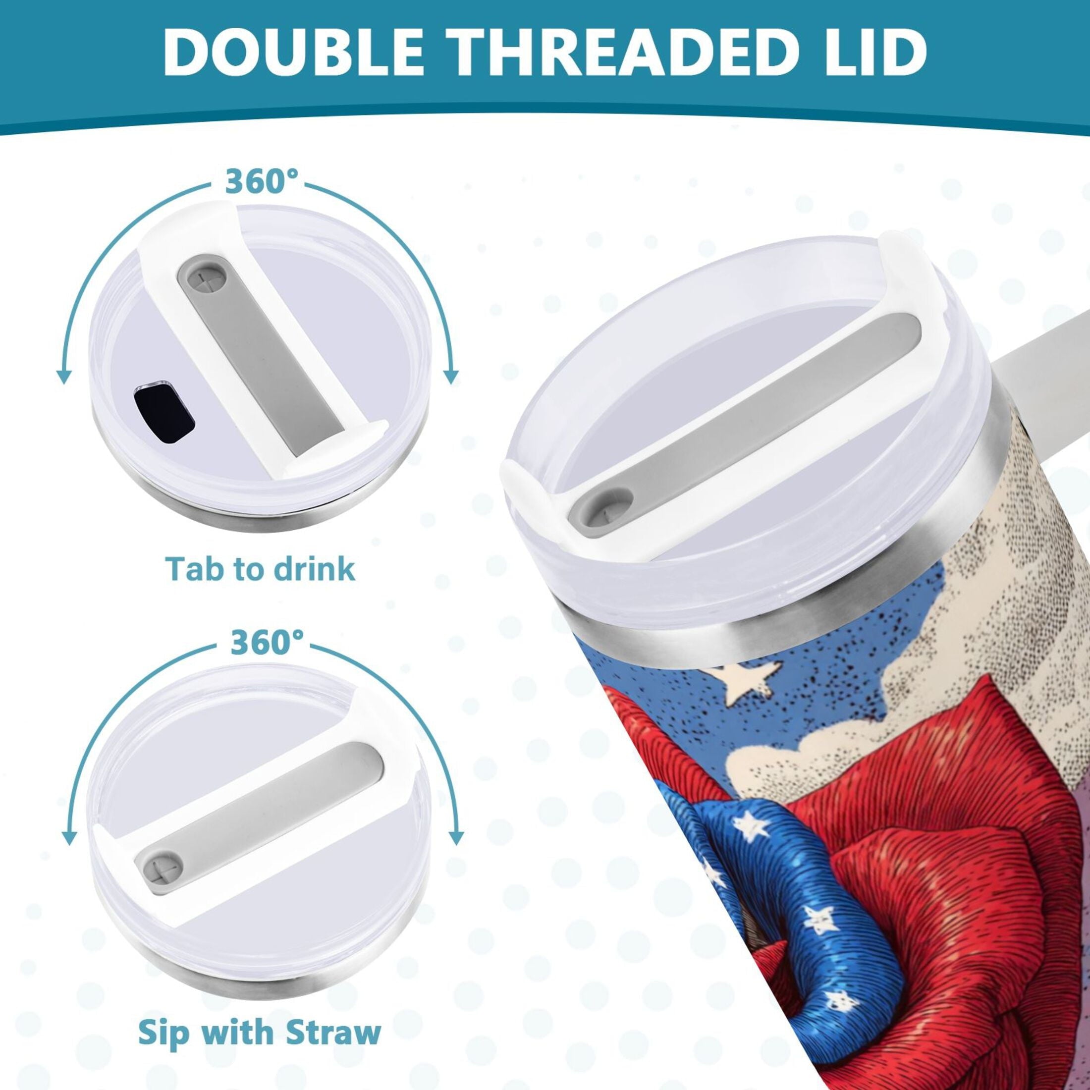 40 oz Insulated Stainless Steel Tumbler Double Wall Stainless Steel Tumbler with 2-Way Drinking Roses and Clouds - AUEJ