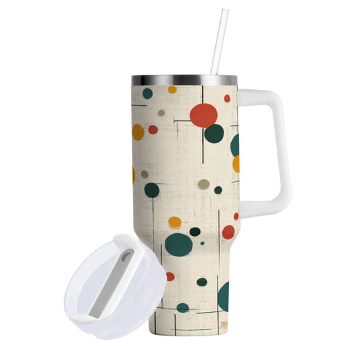 30 oz Insulated Stainless Steel Tumbler Double Wall Stainless Steel Tumbler with 2-Way Drinking Colorful Dots and Lines - GDZX