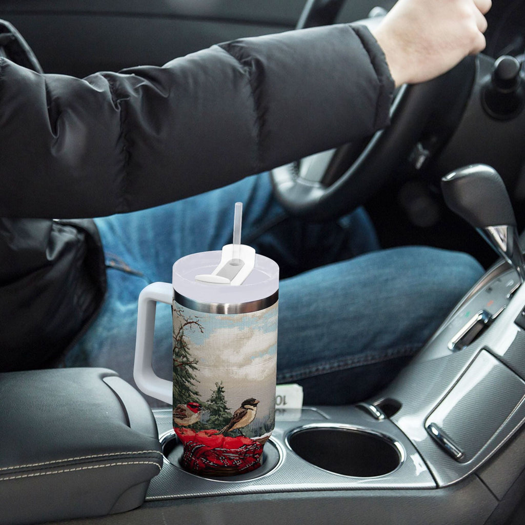 30 oz Insulated Stainless Steel Tumbler Double Wall Stainless Steel Tumbler with 2-Way Drinking Apples and Baskets - 3P4R