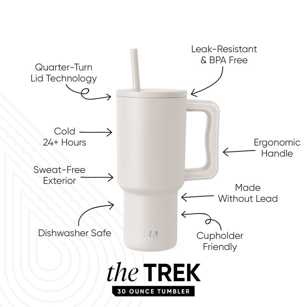 Simple Modern 30 fl oz Insulated Stainless Steel Trek Tumbler with Straw Lid | Seaglass Sage and Cream Checkmate - ON24
