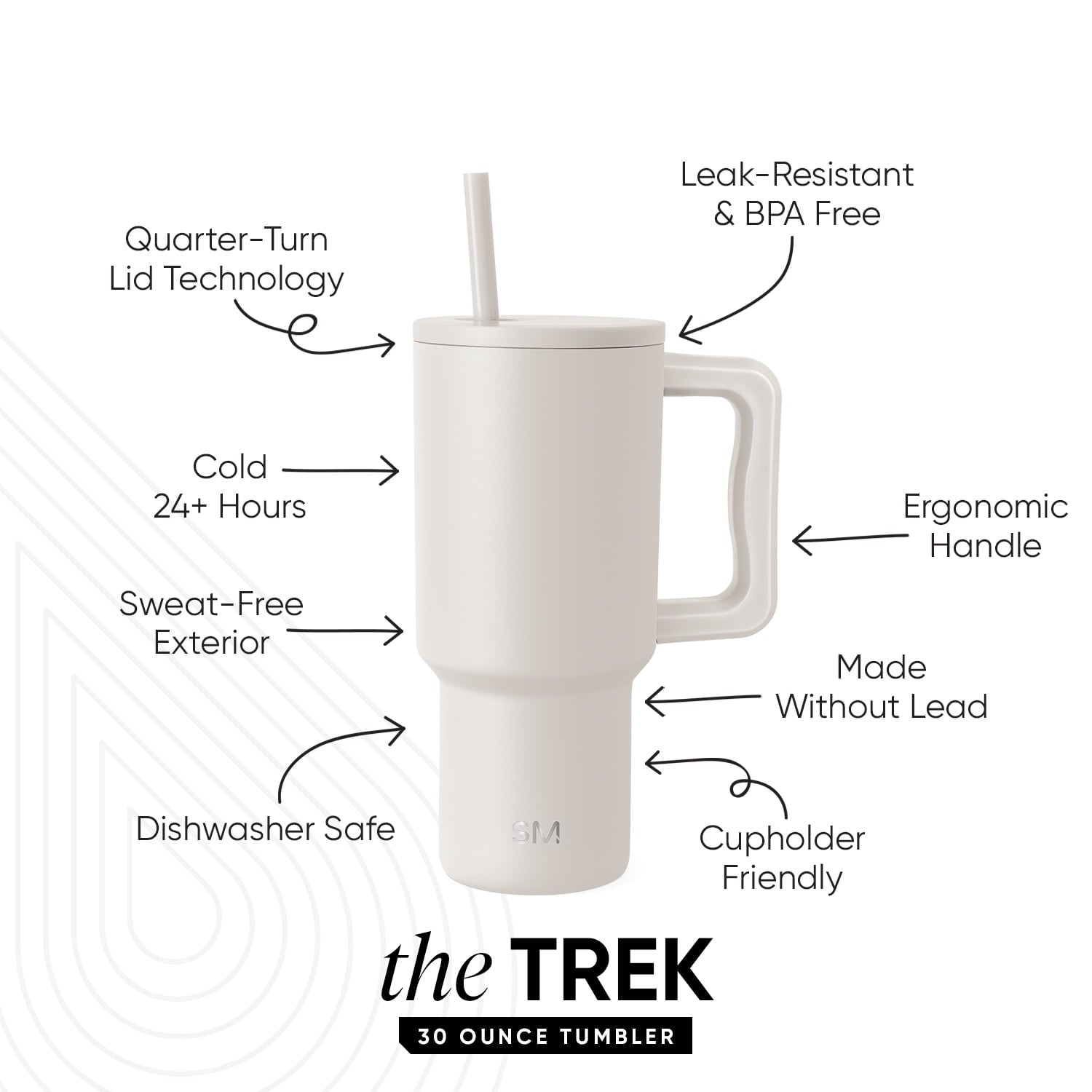 Simple Modern 30 fl oz Insulated Stainless Steel Trek Tumbler with Straw Lid | Seaglass Sage and Cream Checkmate - ON24