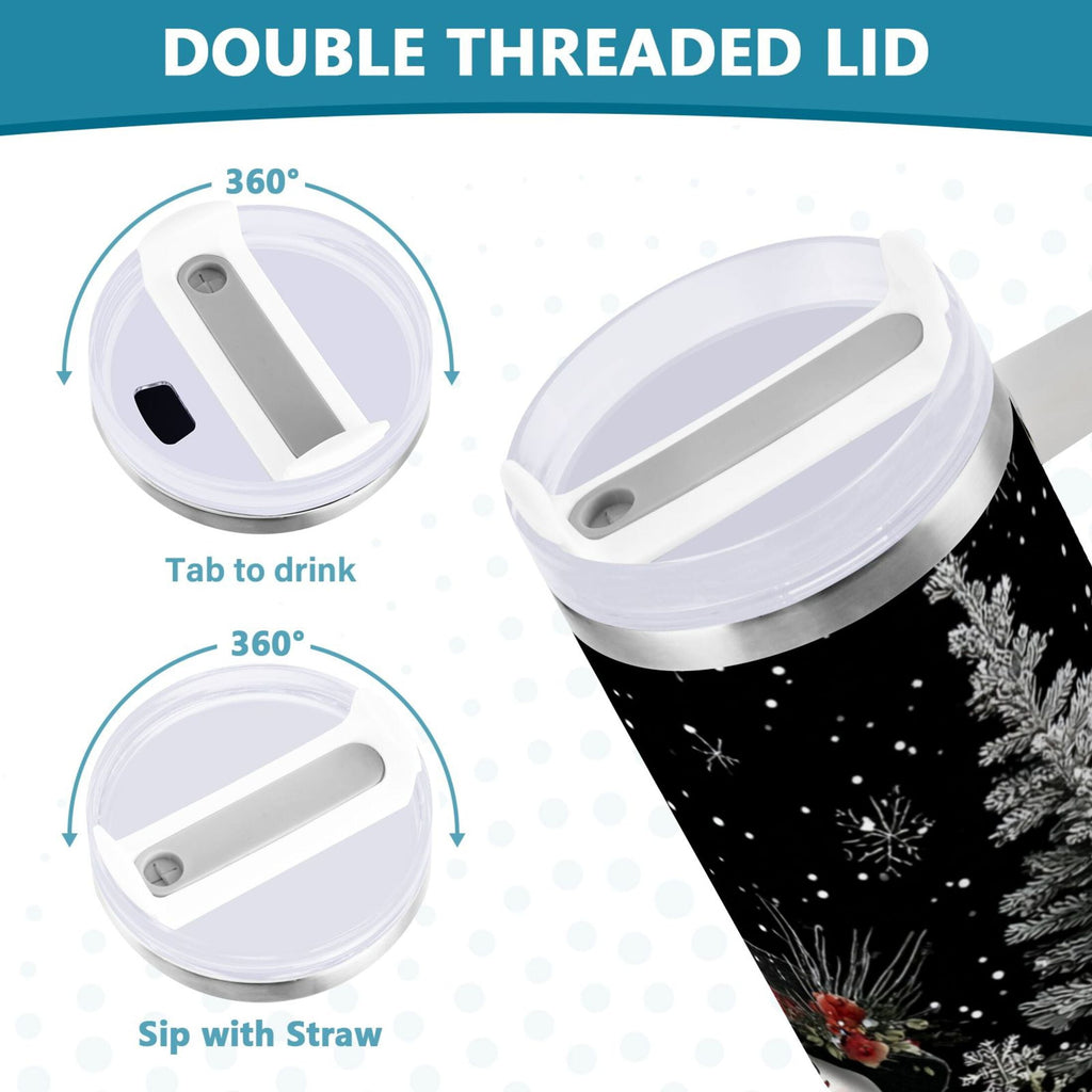 30 oz Insulated Stainless Steel Tumbler Double Wall Stainless Steel Tumbler with 2-Way Drinking Christmas Snowman - ULH4