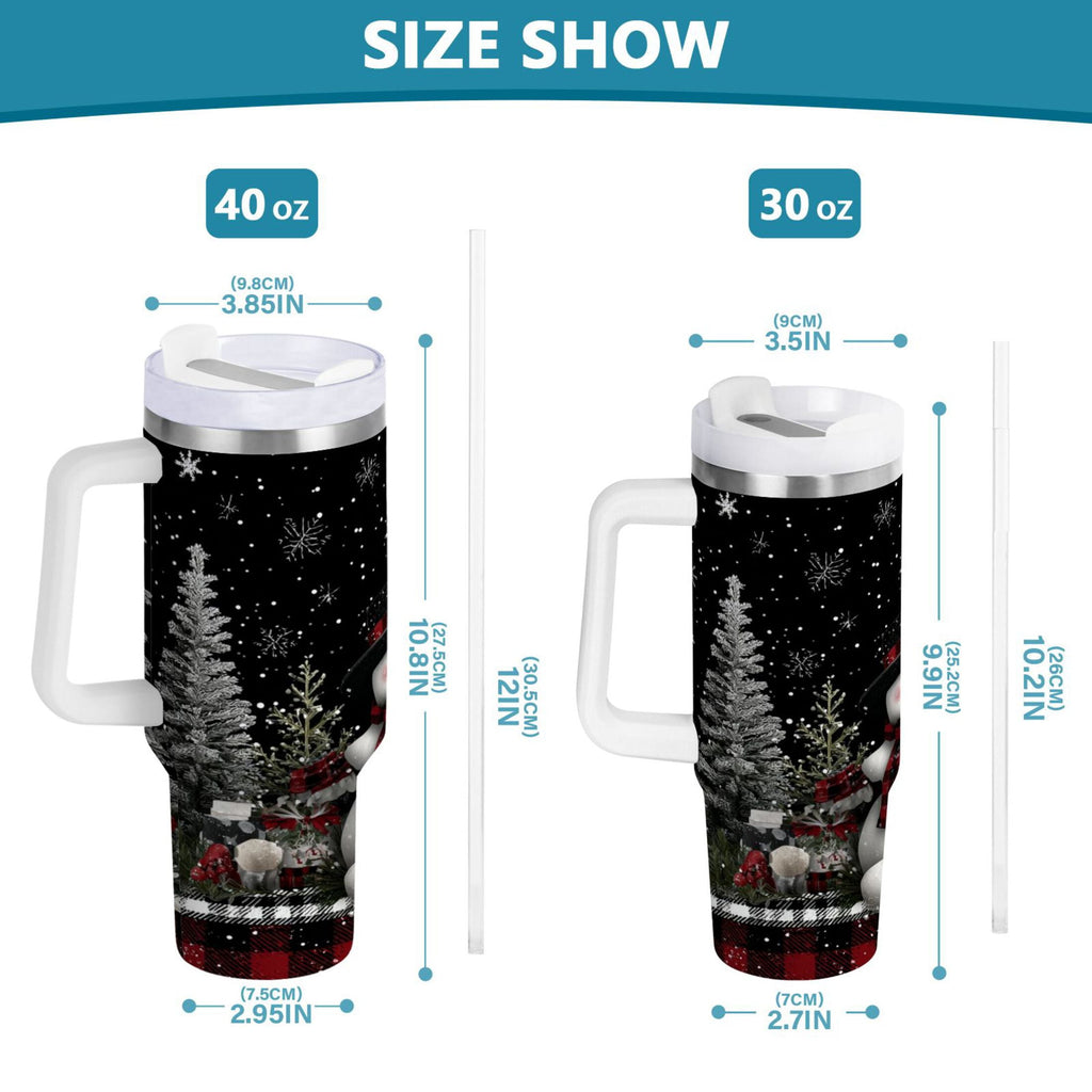 30 oz Insulated Stainless Steel Tumbler Double Wall Stainless Steel Tumbler with 2-Way Drinking Christmas Snowman - ULH4