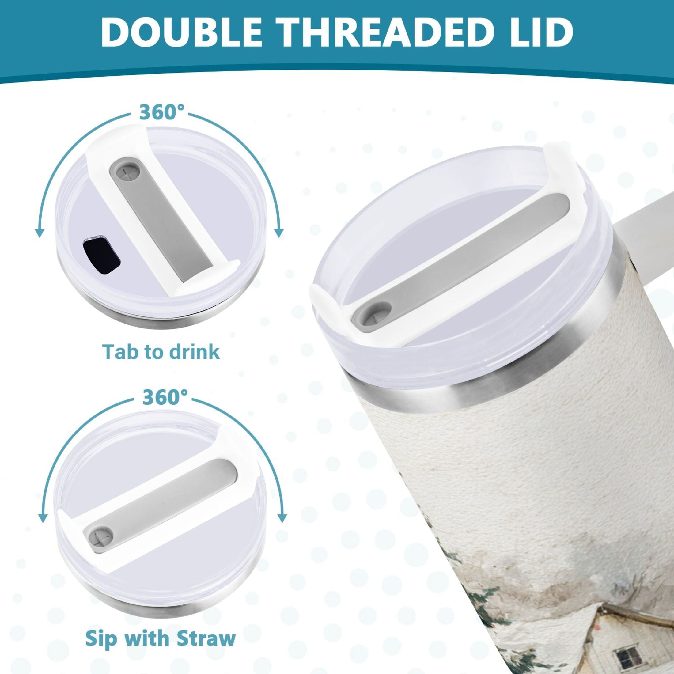 30 oz Insulated Stainless Steel Tumbler Double Wall Stainless Steel Tumbler with 2-Way Drinking Truck with Christmas Decorations - Q3LM
