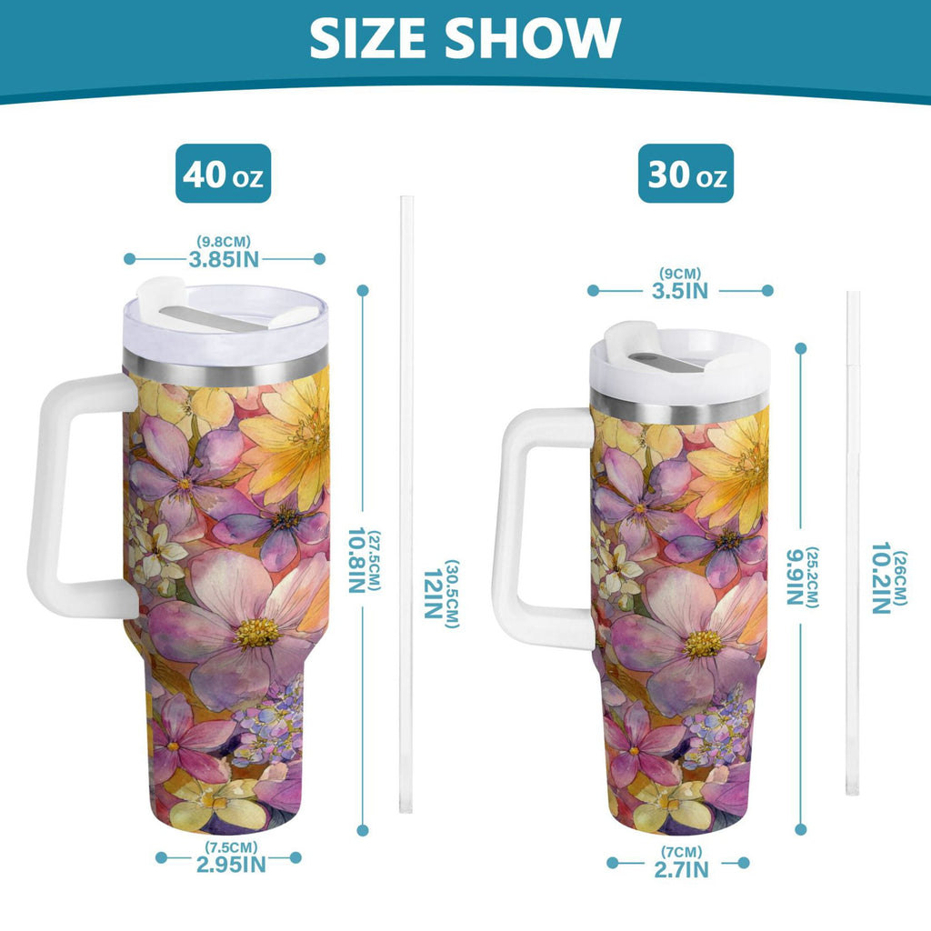 30 oz Insulated Stainless Steel Tumbler Double Wall Stainless Steel Tumbler with 2-Way Drinking Summer Blossoms - GMHN