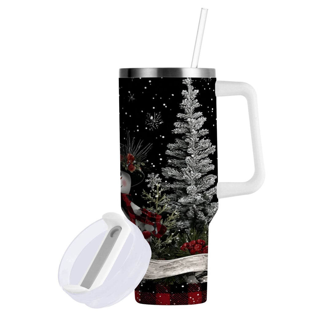 30 oz Insulated Stainless Steel Tumbler Double Wall Stainless Steel Tumbler with 2-Way Drinking Christmas Snowman - ULH4