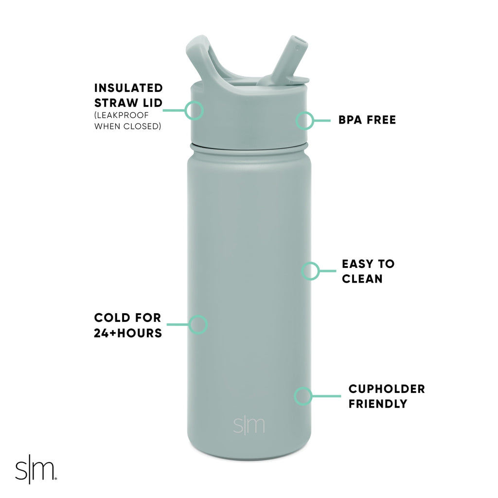 Simple Modern Summit Water Bottle Straw Lid Vacuum Insulated Stainless Steel Bottle | 18 fl oz - ZCCH