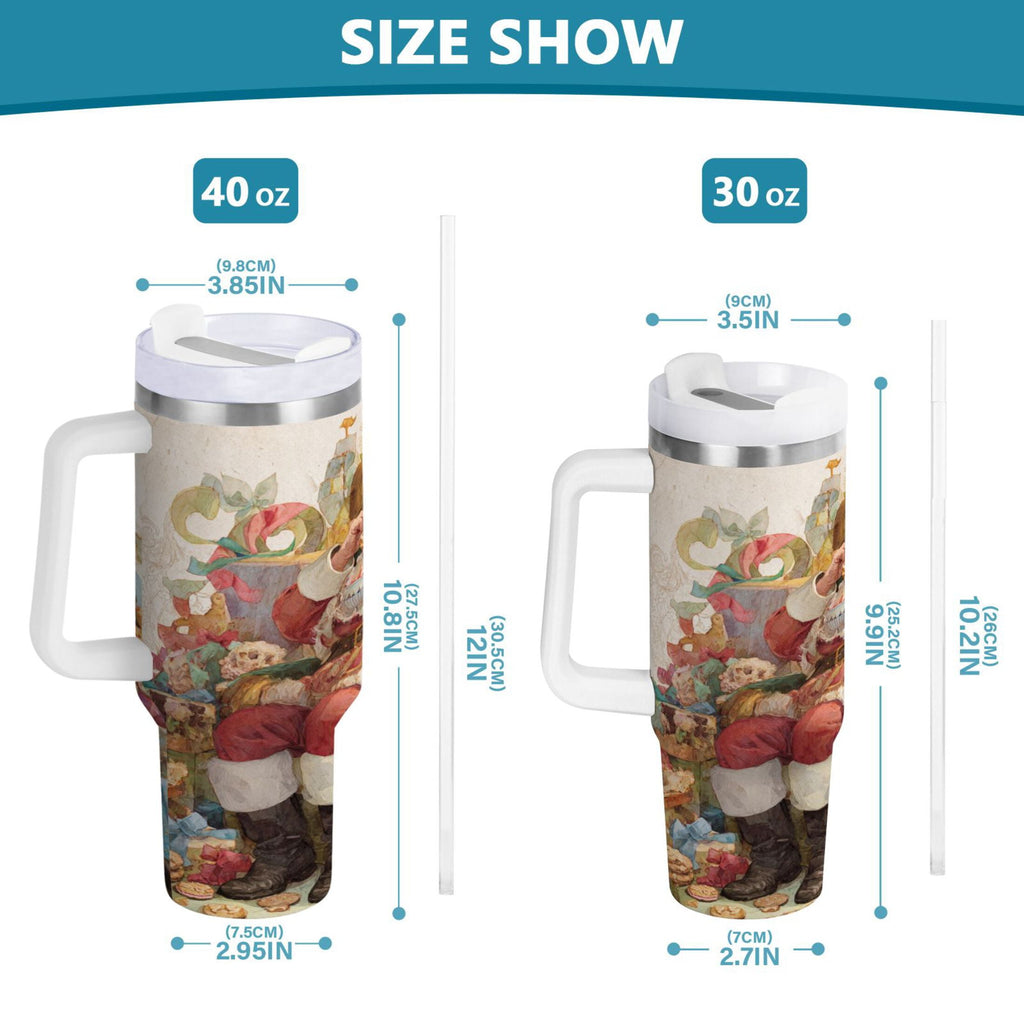 30 oz Insulated Stainless Steel Tumbler Double Wall Stainless Steel Tumbler with 2-Way Drinking Santa Claus Sitting in Chair - G4W6