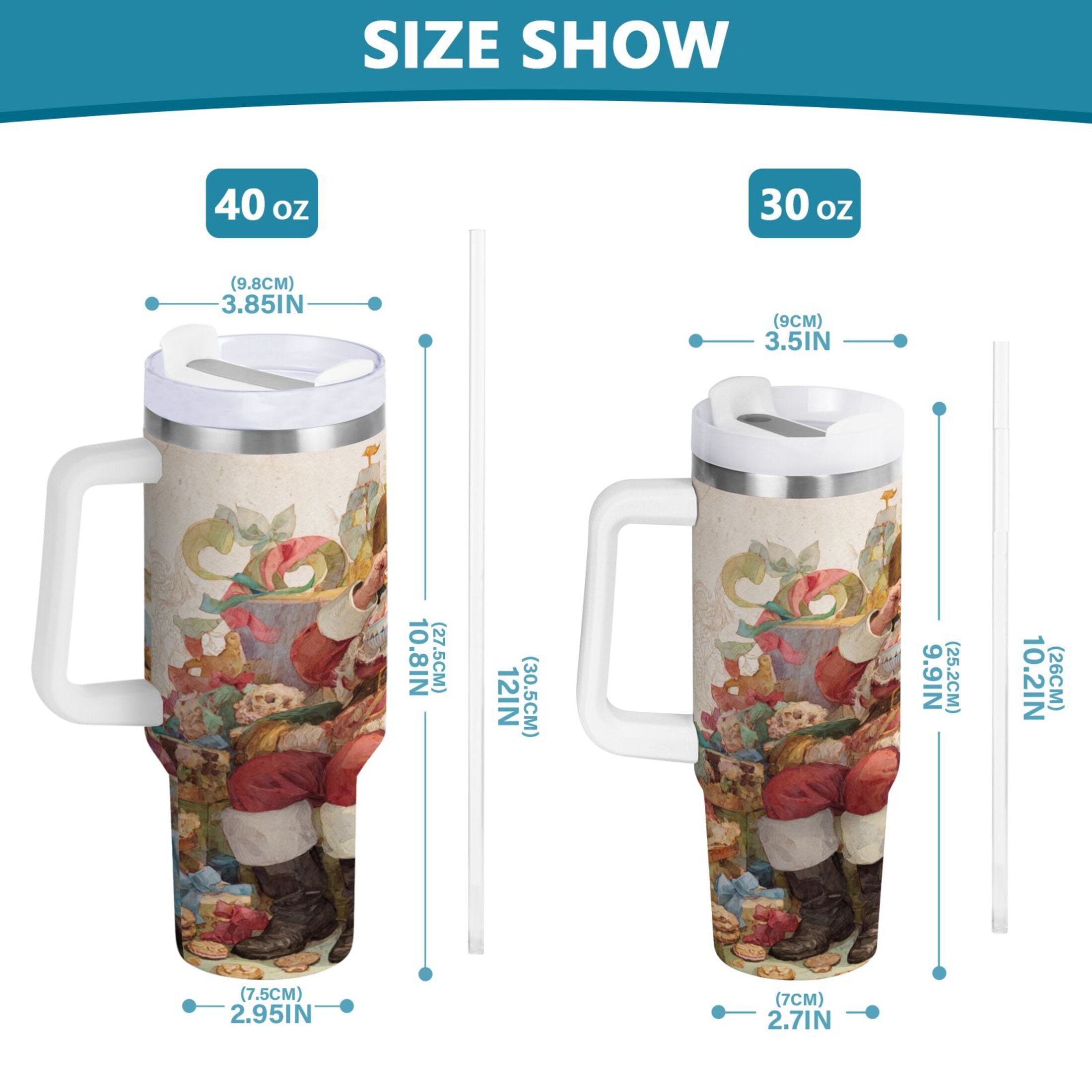 30 oz Insulated Stainless Steel Tumbler Double Wall Stainless Steel Tumbler with 2-Way Drinking Santa Claus Sitting in Chair - G4W6