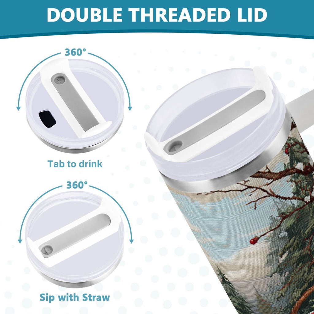 30 oz Insulated Stainless Steel Tumbler Double Wall Stainless Steel Tumbler with 2-Way Drinking Apples and Baskets - 3P4R