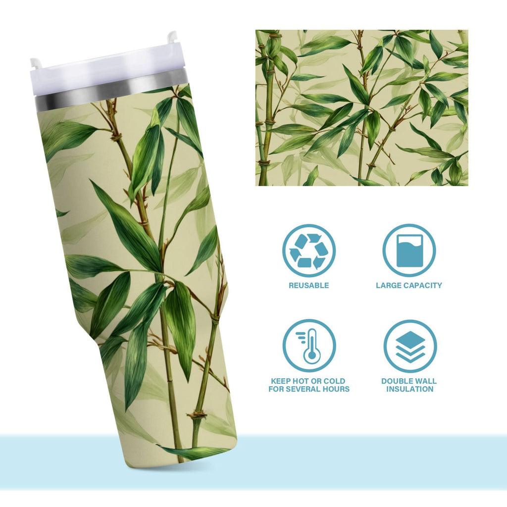 30 oz Insulated Stainless Steel Tumbler Double Wall Stainless Steel Tumbler with 2-Way Drinking Bamboo Pattern - 2ERO