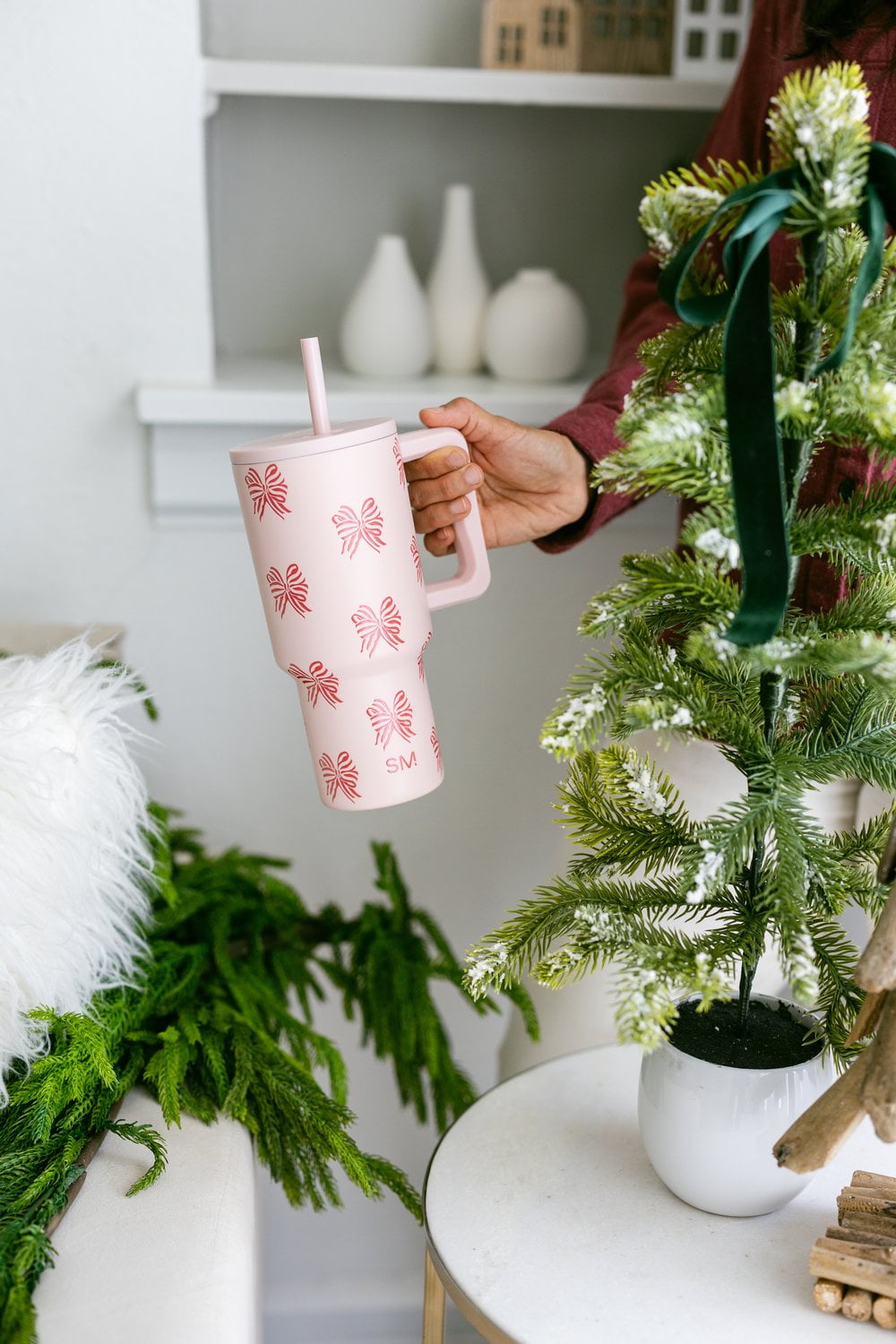Simple Modern 30 fl oz Insulated Stainless Steel Trek Tumbler with Straw Lid | Seaglass Sage and Cream Checkmate - ON24